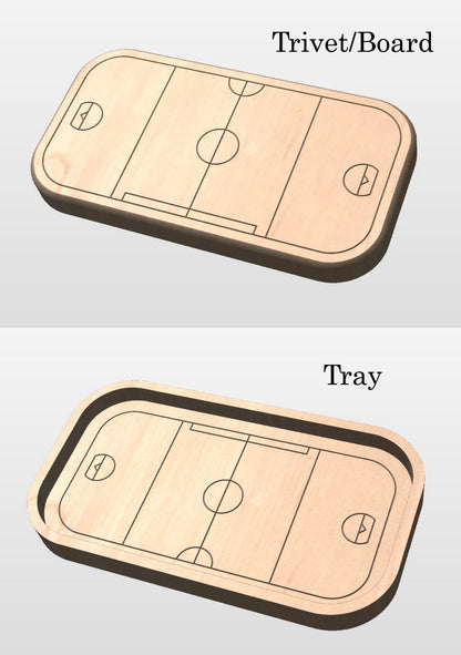 Box Lacrosse Field Shape Hardwood Catchall Tray | Trivet | Serving Board | Charcuterie | Personalized | Maple | Cherry | Walnut | Logo