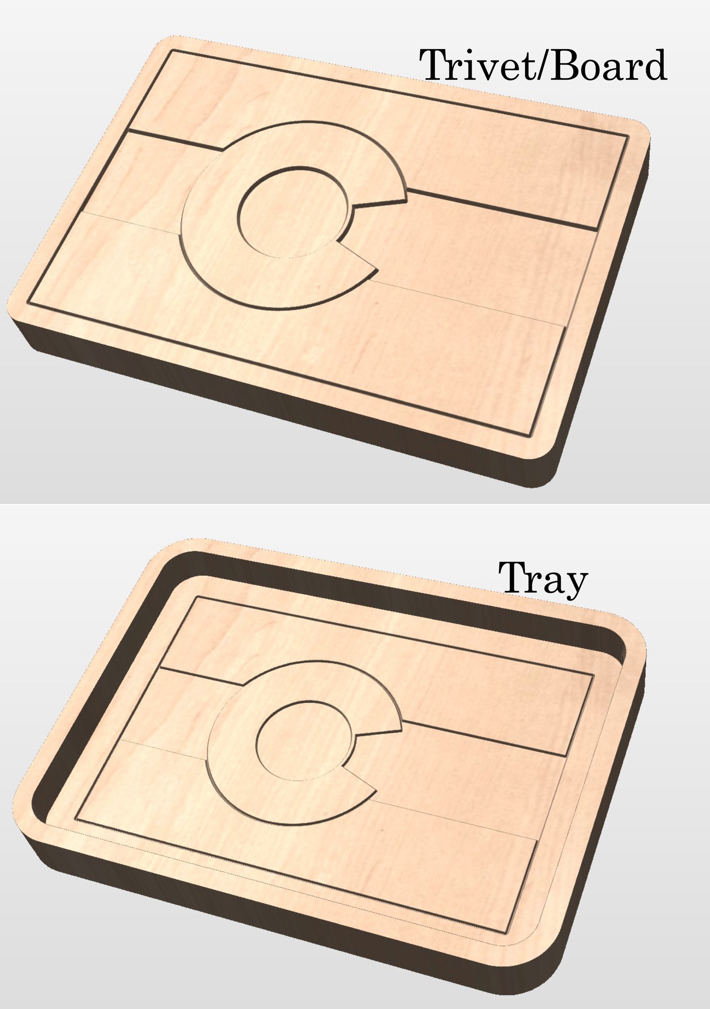 Colorado State Flag Hardwood Catchall Tray | Trivet | Serving Board | Charcuterie | Maple | Cherry | Walnut | Denver | Aurora | Fort Collins