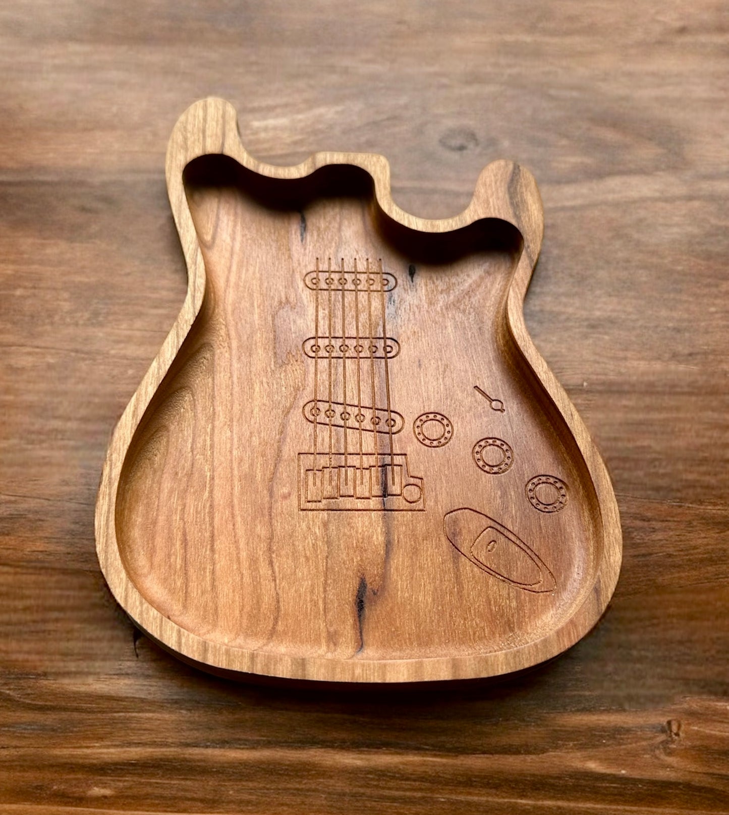 Electric Guitar Hardwood Tray | Maple | Cherry | Walnut | Guitar Pick Tray | Catchall Tray | Serving Tray