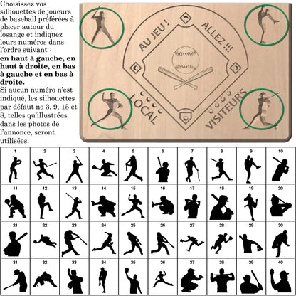 Jeu de société de baseball avec dés | Pliable | Format voyage | Rangement intégré | Jeu de dés | Piquets métalliques | Personnalisé | Votre logo | Bois dur de qualité supérieure