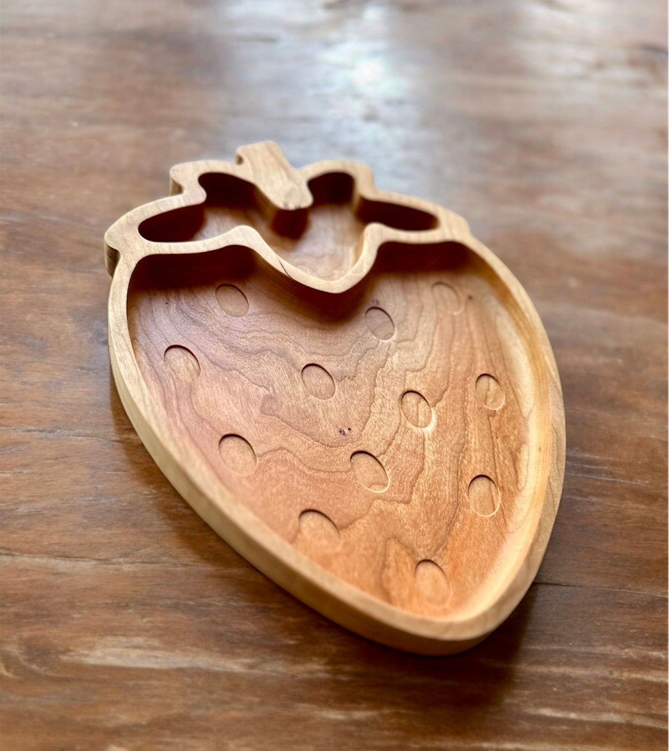 Strawberry Shape Hardwood Tray | Maple | Cherry | Walnut | Catchall Tray | Serving Tray