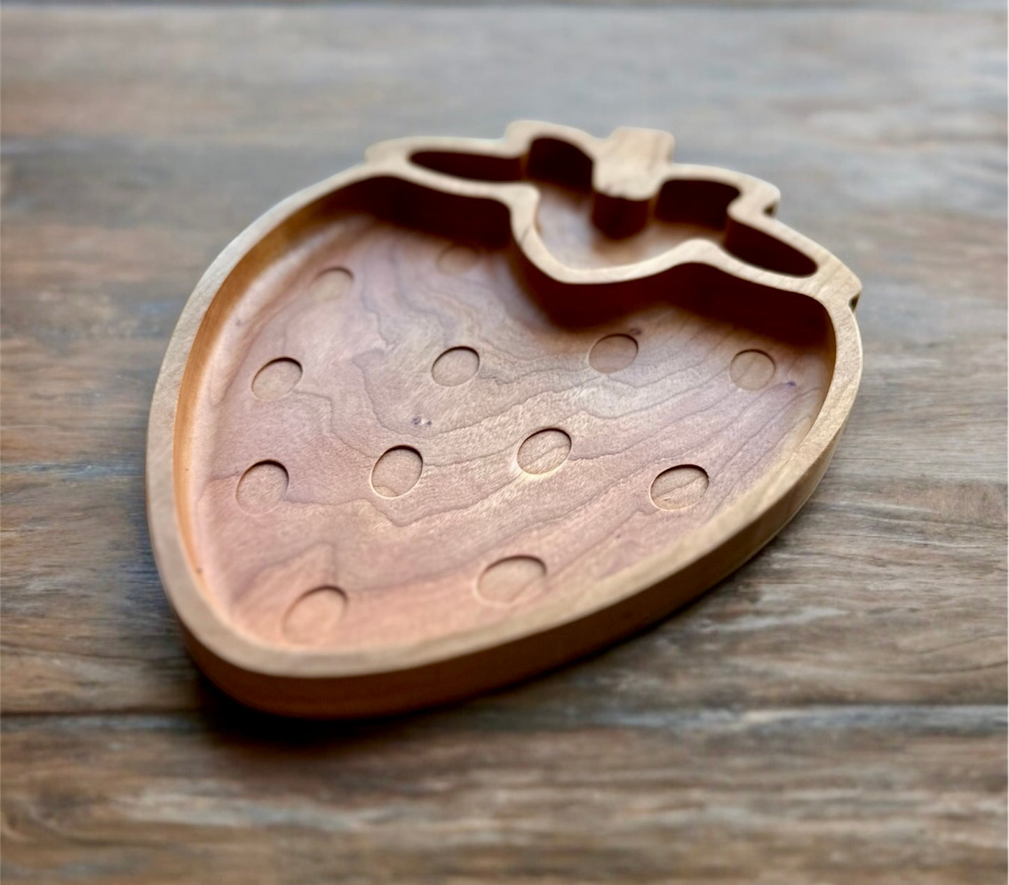 Strawberry Shape Hardwood Tray | Maple | Cherry | Walnut | Catchall Tray | Serving Tray