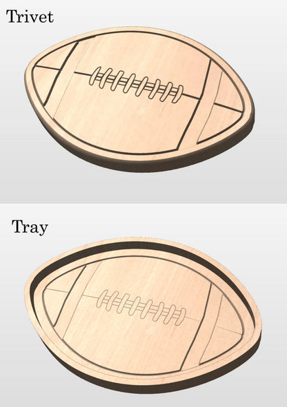 Canadian/American Football Shape Hardwood Catchall Tray | Trivet |  Personalized | Maple | Cherry | Walnut | Serving Board