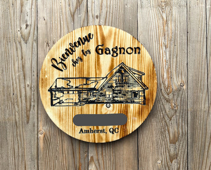 Panneau de maison personnalisé | Transformez une photo de votre maison en panneau de bois | Chalet | Cabane | Grange | Ferme | Manoir | Remise