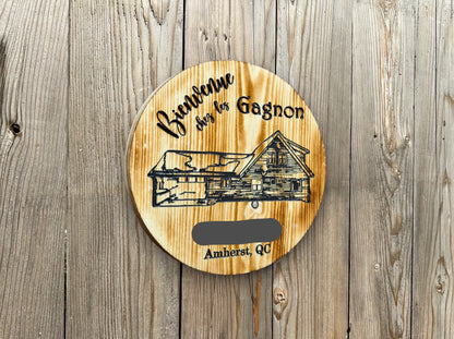 Panneau de maison personnalisé | Transformez une photo de votre maison en panneau de bois | Chalet | Cabane | Grange | Ferme | Manoir | Remise