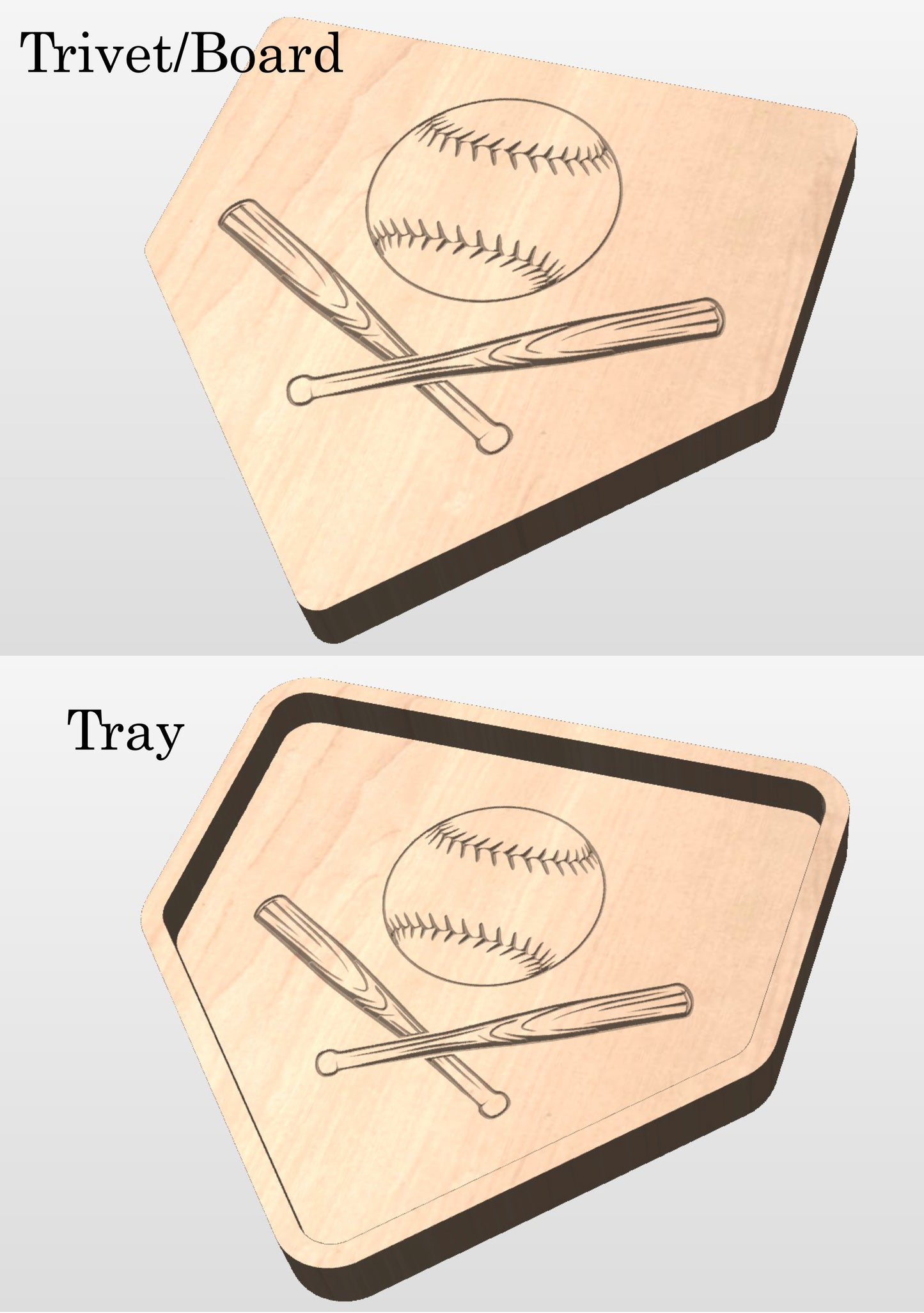 Baseball Home Plate Shape Hardwood Catchall Tray | Trivet | Personalized | Home Base | Serving Board | Charcuterie | Maple | Cherry | Walnut