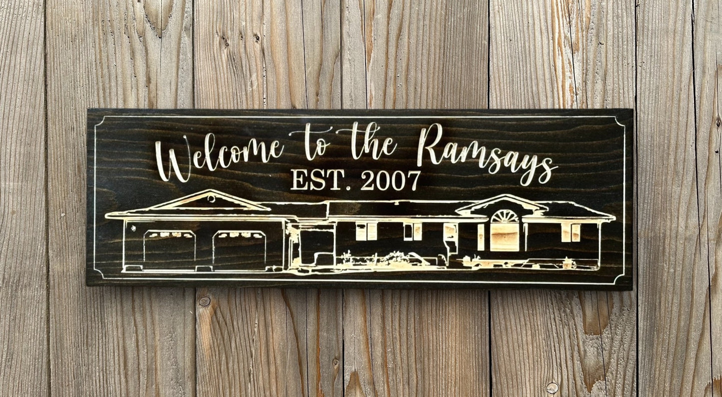 Personalized House Wood Sign | Turn A Picture of Your Own House Into a Wood Sign | Cottage | Cabin | Barn | Farmhouse | Mansion | Shed