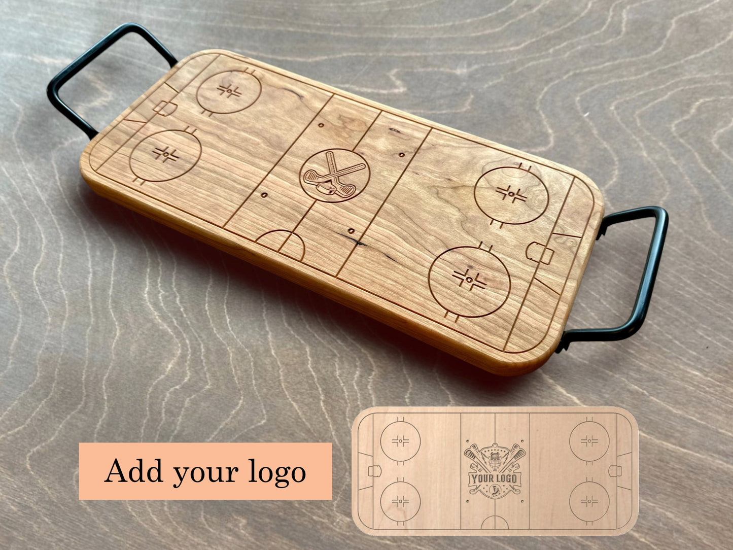 Hockey Rink Shape Charcuterie Board | Cutting Board | Serving Cheese Board | Own Logo | Maple | Cherry | Walnut | Custom | Personalized