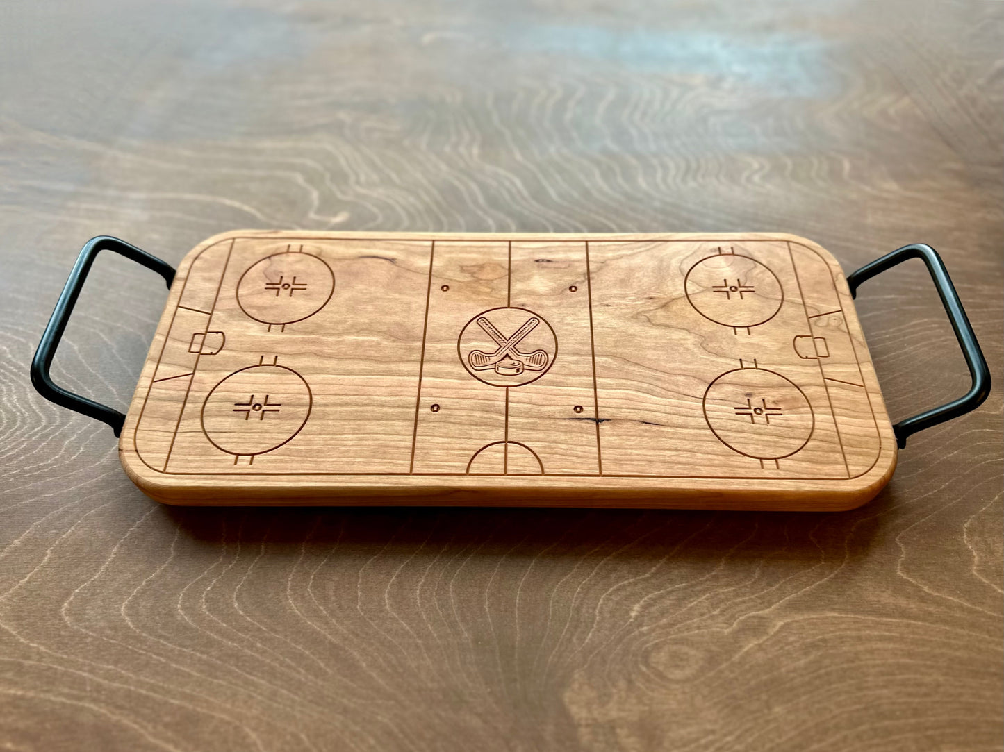 Hockey Rink Shape Charcuterie Board | Maple Leaf | Cutting Board | Serving Cheese Board | Own Logo | Maple | Cherry | Walnut | Custom | Personalized