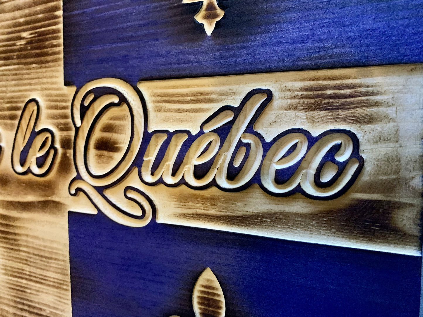 Wooden Quebec Flag | Drapeau du Quebec en Bois | J'aime le Québec | Montreal | Quebec City | St Jean Baptiste