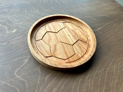 Soccer Ball/Football Shape Hardwood Catchall Tray | Personalized | Maple | Cherry | Walnut