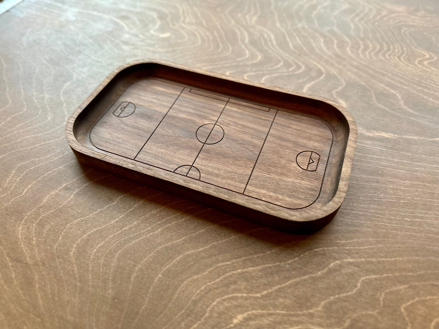 Box Lacrosse Field Shape Hardwood Catchall Tray | Trivet | Serving Board | Charcuterie | Personalized | Maple | Cherry | Walnut | Logo