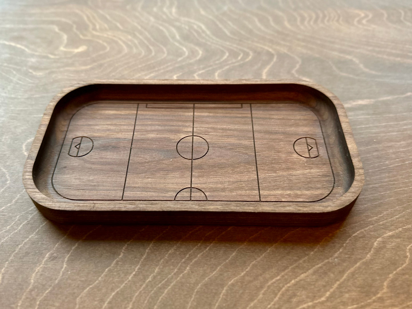 Box Lacrosse Field Shape Hardwood Catchall Tray | Trivet | Serving Board | Charcuterie | Personalized | Maple | Cherry | Walnut | Logo