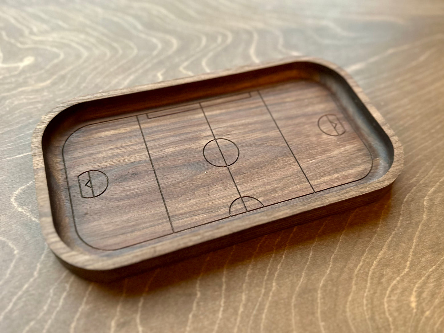 Box Lacrosse Field Shape Hardwood Catchall Tray | Trivet | Serving Board | Charcuterie | Personalized | Maple | Cherry | Walnut | Logo
