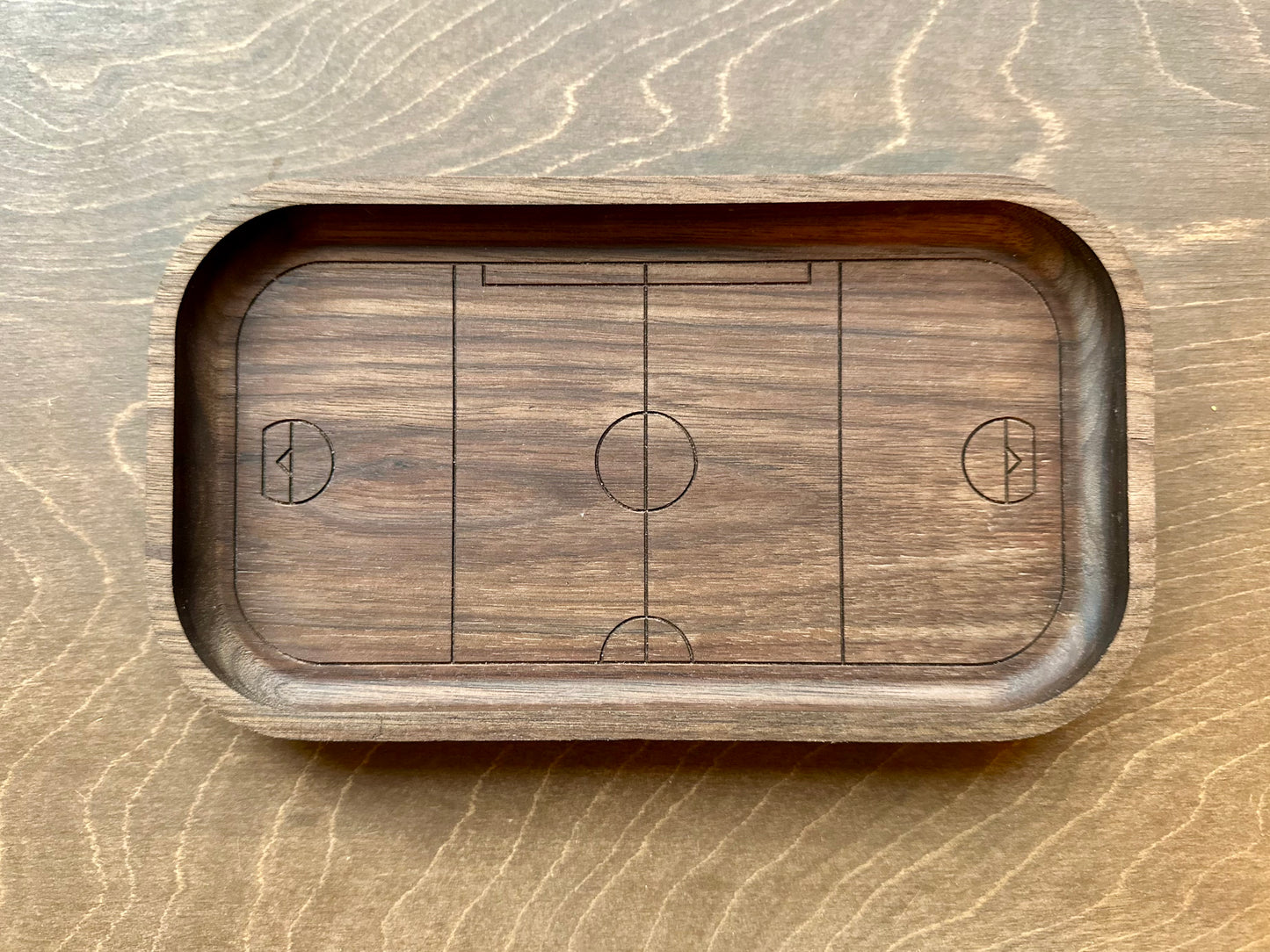 Box Lacrosse Field Shape Hardwood Catchall Tray | Trivet | Serving Board | Charcuterie | Personalized | Maple | Cherry | Walnut | Logo