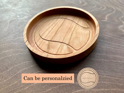 Tennis Ball Shape Hardwood Catchall Tray | Personalized | Serving Tray | Maple | Cherry | Walnut | Custom