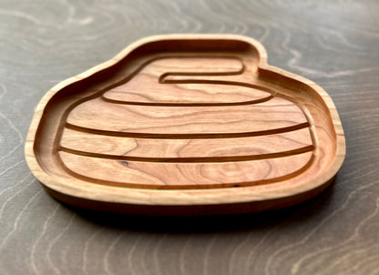 Curling Stone Shape Hardwood Tray | Personalized | Catchall Tray | Maple | Cherry | Walnut