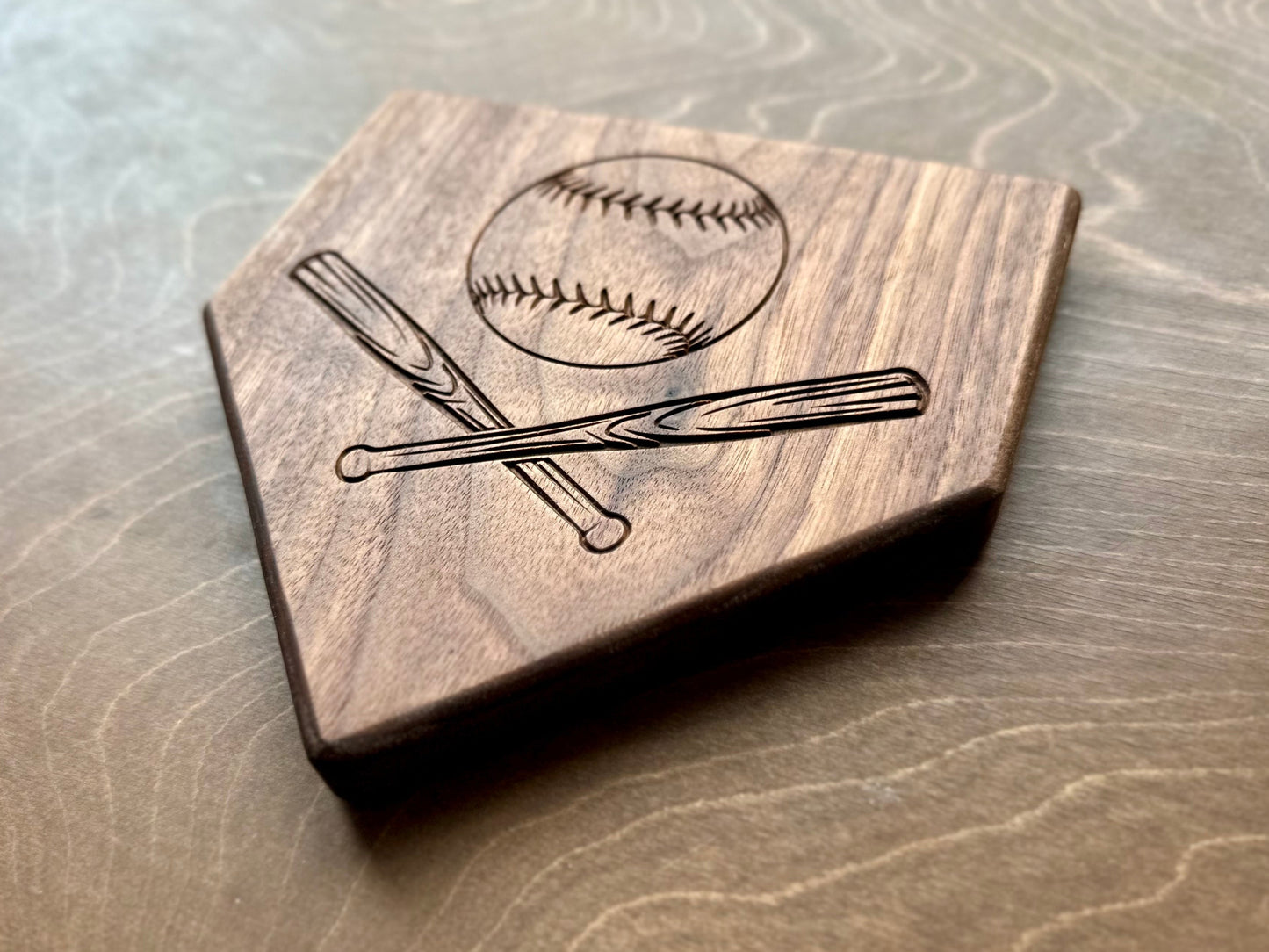 Baseball Home Plate Shape Hardwood | Trivet | Catchall Tray | Personalized | Home Base | Serving Tray | Maple | Cherry | Walnut | Softball