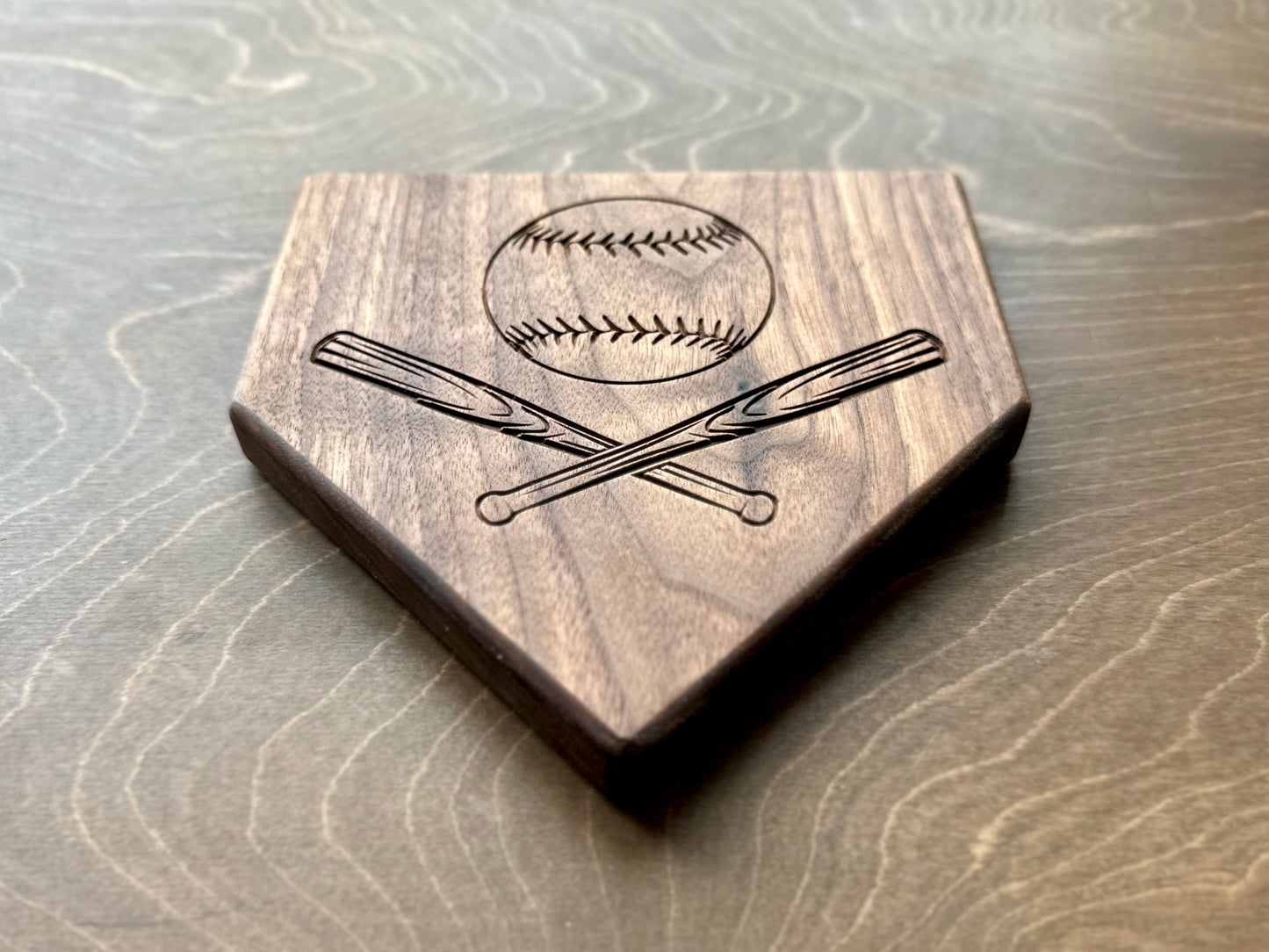 Baseball Home Plate Shape Hardwood | Trivet | Catchall Tray | Personalized | Home Base | Serving Tray | Maple | Cherry | Walnut | Softball