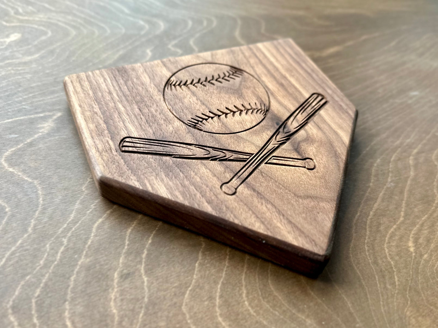 Baseball Home Plate Shape Hardwood | Trivet | Catchall Tray | Personalized | Home Base | Serving Tray | Maple | Cherry | Walnut | Softball