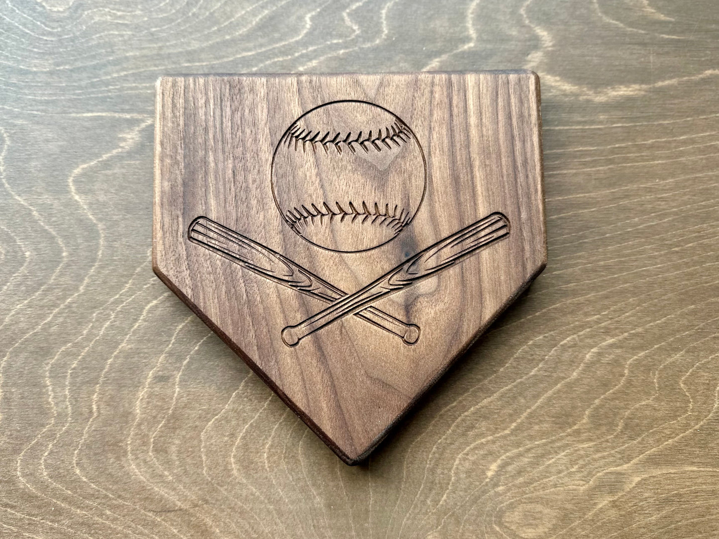 Baseball Home Plate Shape Hardwood | Trivet | Catchall Tray | Personalized | Home Base | Serving Tray | Maple | Cherry | Walnut | Softball