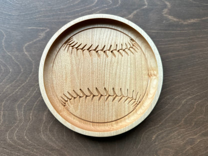 Baseball Shape Hardwood Catchall Tray | Trivet | Personalized | Serving Tray | Custom | Maple | Cherry | Walnut | Softball