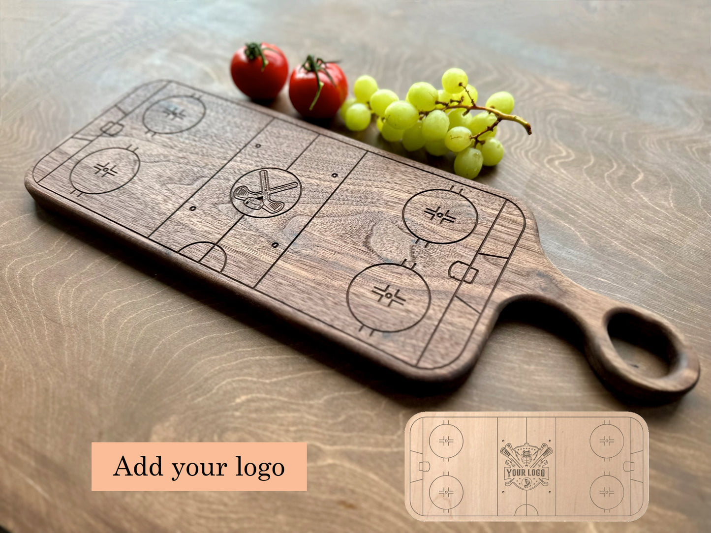 Hockey Rink Shape Charcuterie Board | Cutting Board | Serving Cheese Board | Own Logo | Maple | Cherry | Walnut | Custom | Personalized
