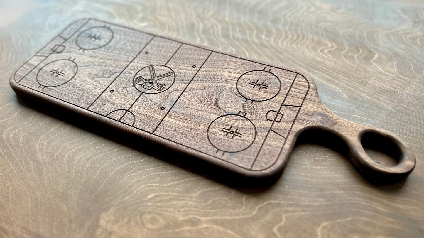 Hockey Rink Shape Charcuterie Board | Maple Leaf | Cutting Board | Serving Cheese Board | Own Logo | Maple | Cherry | Walnut | Custom | Personalized
