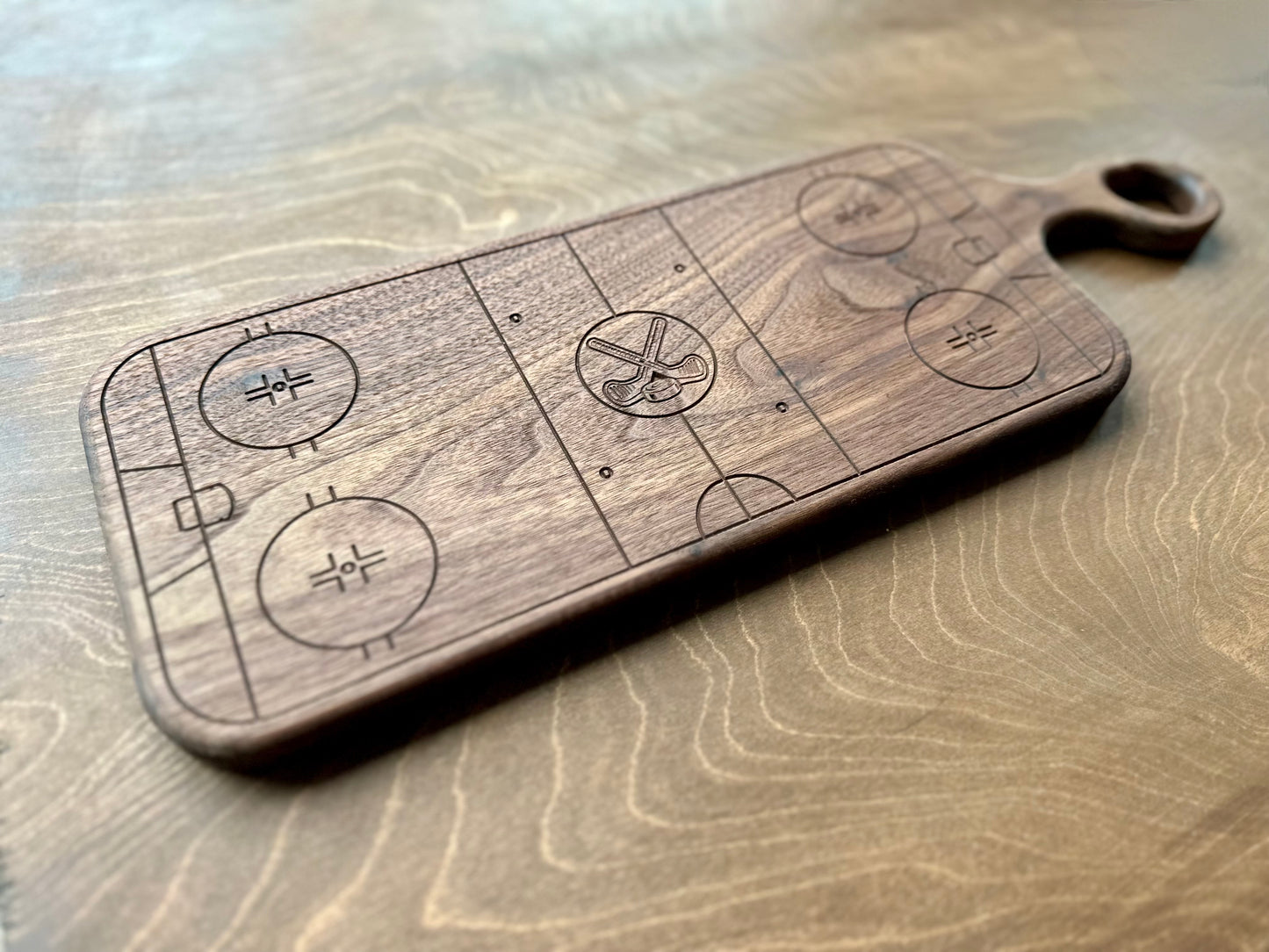 Hockey Rink Shape Charcuterie Board | Cutting Board | Serving Cheese Board | Own Logo | Maple | Cherry | Walnut | Custom | Personalized