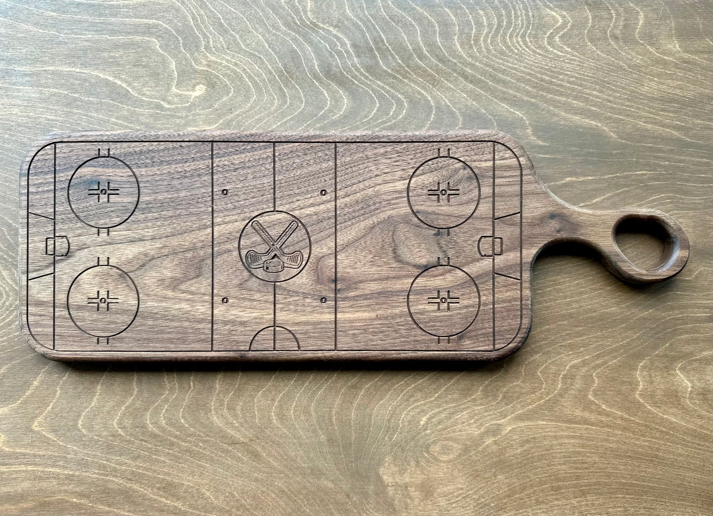 Hockey Rink Shape Charcuterie Board | Cutting Board | Serving Cheese Board | Own Logo | Maple | Cherry | Walnut | Custom | Personalized