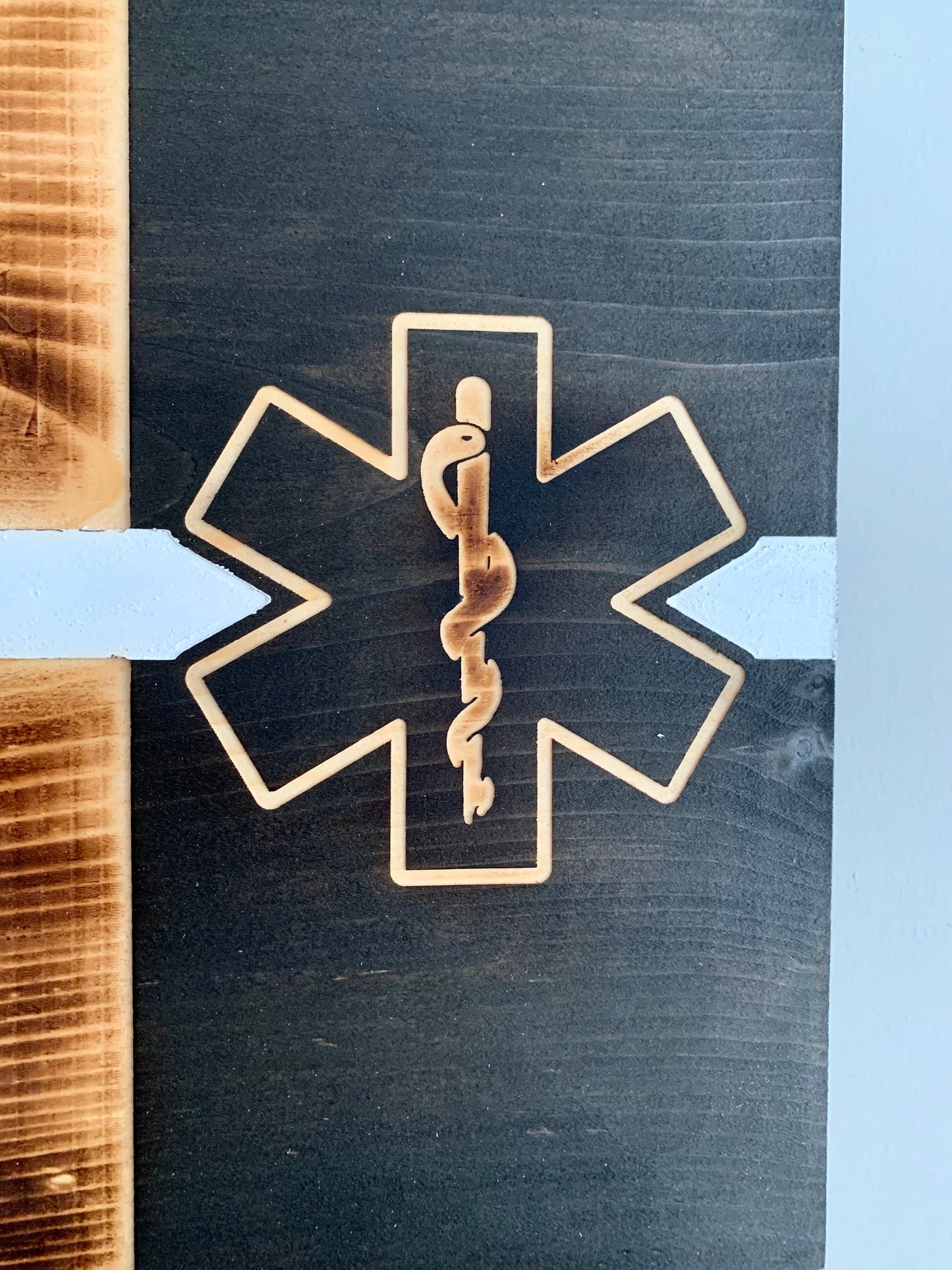 Personalized Star of Life White Thin Line Wooden Canada Flag | Nurse | Doctors | Medical | EMS