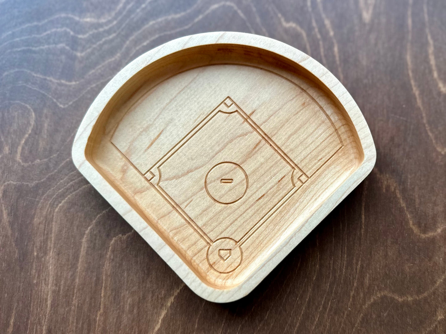 Baseball Diamond Shape Hardwood Catchall Tray | Trivet | Serving Board | Charcuterie | Personalized | Logo | Maple | Cherry | Walnut | Baseball Field