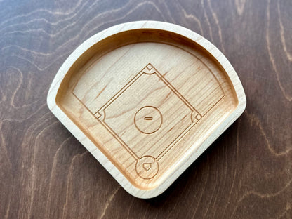 Baseball Diamond Shape Hardwood Catchall Tray | Trivet | Serving Board | Charcuterie | Personalized | Logo | Maple | Cherry | Walnut | Baseball Field