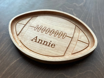 Canadian/American Football Shape Hardwood Catchall Tray | Trivet |  Personalized | Maple | Cherry | Walnut | Serving Board