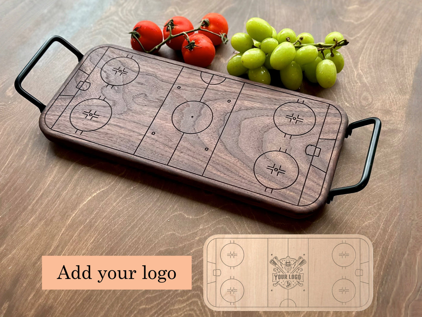 Hockey Rink Shape Charcuterie Board | Cutting Board | Serving Cheese Board | Own Logo | Maple | Cherry | Walnut | Custom | Personalized