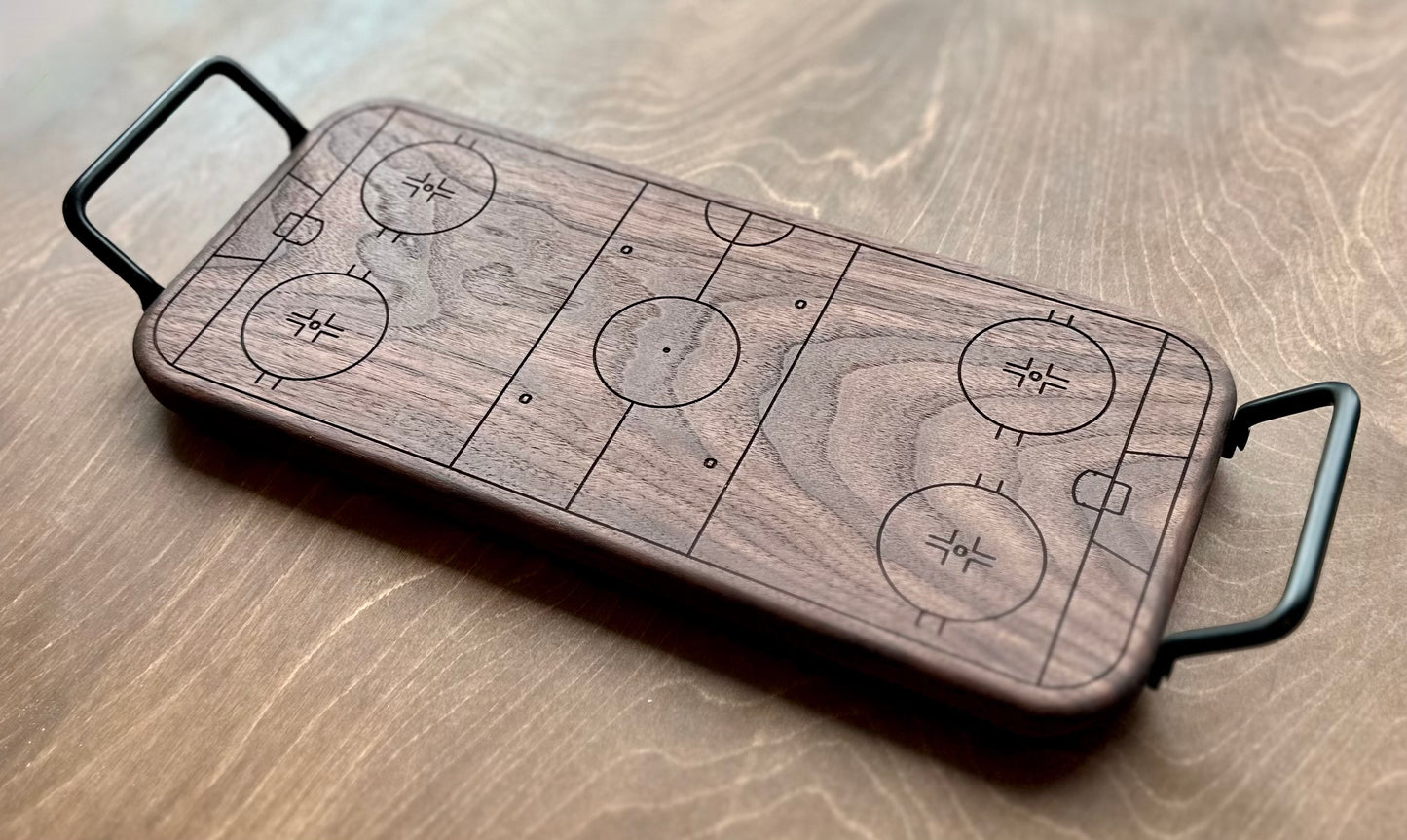 Hockey Rink Shape Charcuterie Board | Maple Leaf | Cutting Board | Serving Cheese Board | Own Logo | Maple | Cherry | Walnut | Custom | Personalized