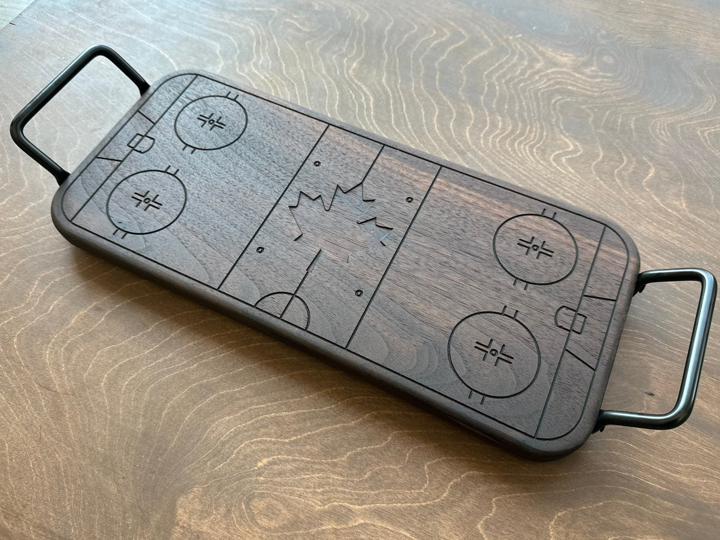 Hockey Rink Shape Charcuterie Board | Maple Leaf | Cutting Board | Serving Cheese Board | Own Logo | Maple | Cherry | Walnut | Custom | Personalized
