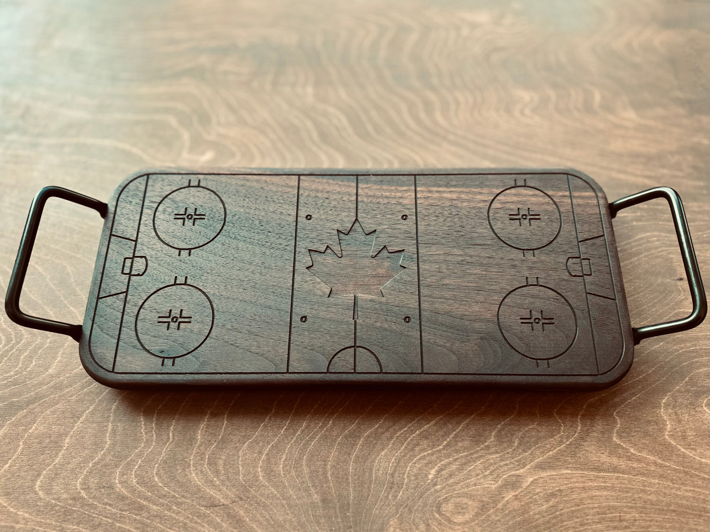 Hockey Rink Shape Charcuterie Board | Maple Leaf | Cutting Board | Serving Cheese Board | Own Logo | Maple | Cherry | Walnut | Custom | Personalized