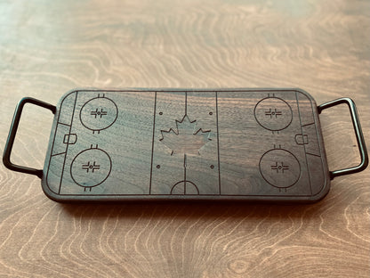 Hockey Rink Shape Charcuterie Board | Maple Leaf | Cutting Board | Serving Cheese Board | Own Logo | Maple | Cherry | Walnut | Custom | Personalized