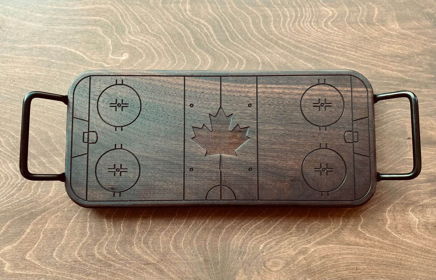 Hockey Rink Shape Charcuterie Board | Maple Leaf | Cutting Board | Serving Cheese Board | Own Logo | Maple | Cherry | Walnut | Custom | Personalized
