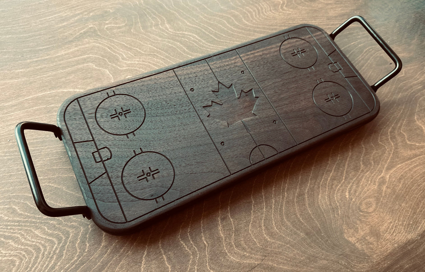 Hockey Rink Shape Charcuterie Board | Maple Leaf | Cutting Board | Serving Cheese Board | Own Logo | Maple | Cherry | Walnut | Custom | Personalized