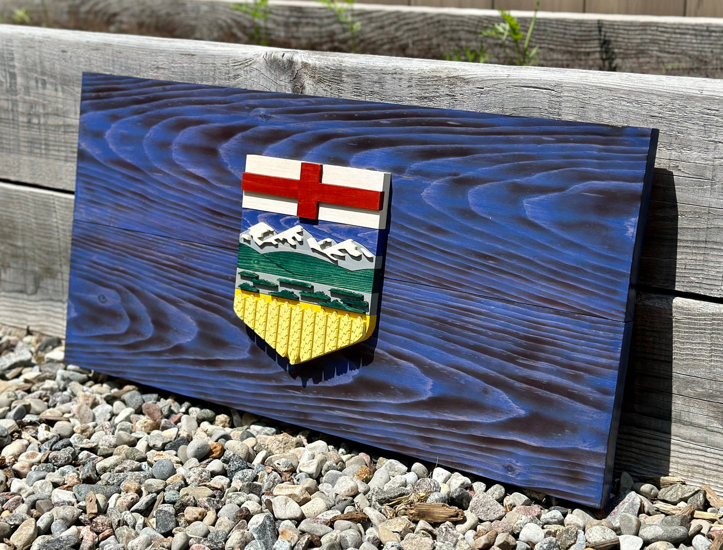 Drapeau de l’Alberta en bois 3D | Rapport officiel | Edmonton | Calgary | Cerf rouge | AB | Province | Canada