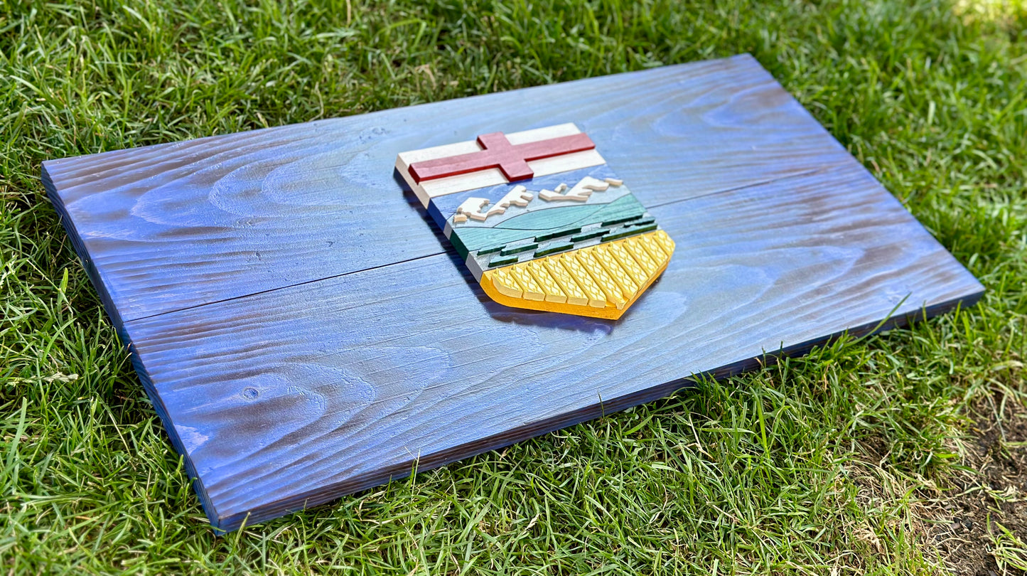 3D Wooden Alberta Flag | Official Ratio | Edmonton | Calgary | Red Deer | AB | Province | Canada