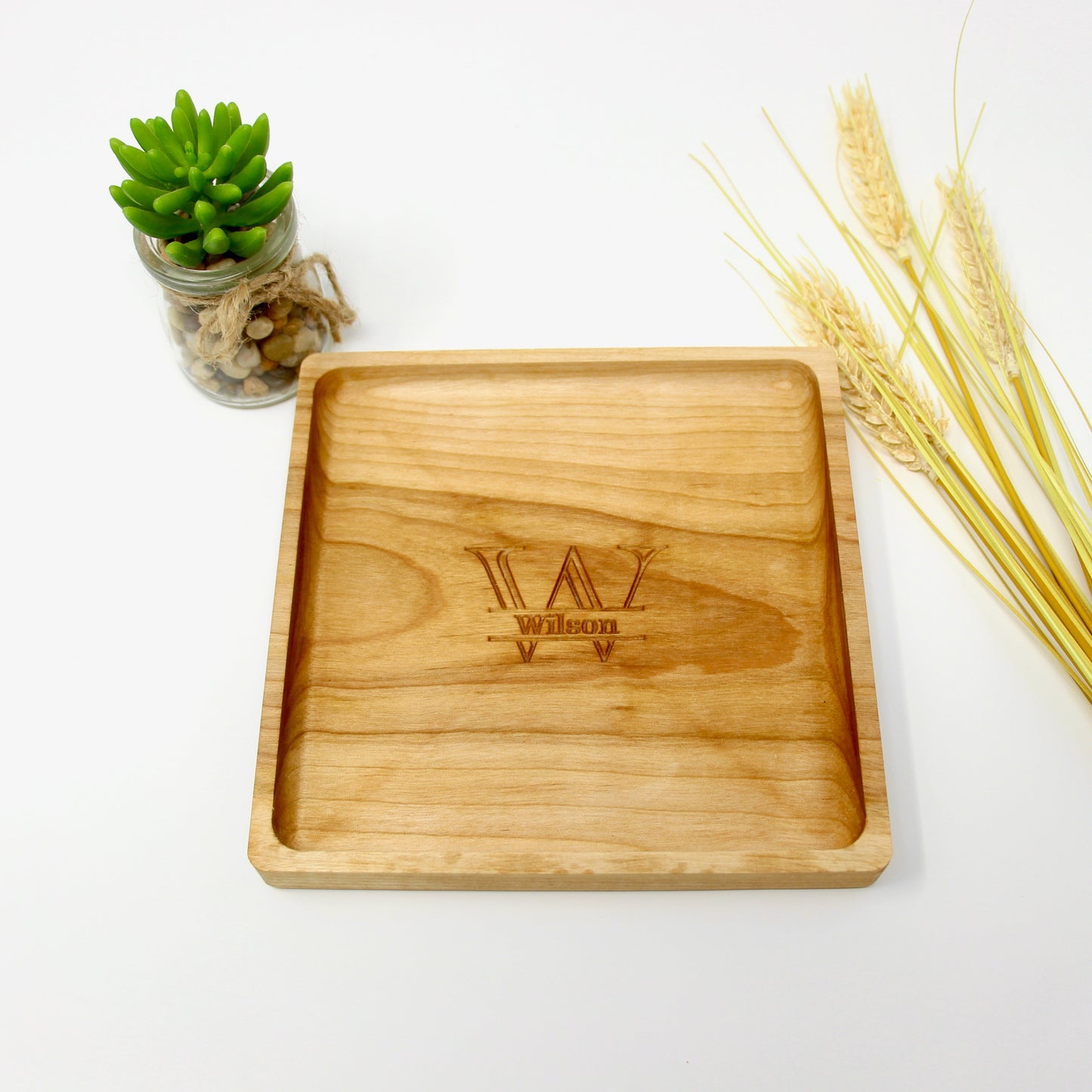 Personalized Monogram Hardwood Catchall Tray | Cherry | Maple | Walnut