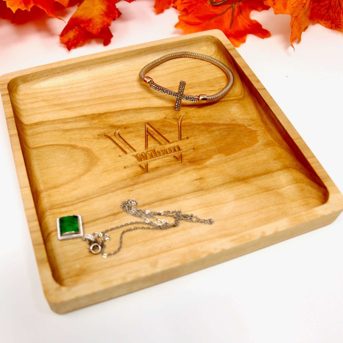 Personalized Monogram Hardwood Catchall Tray | Cherry | Maple | Walnut