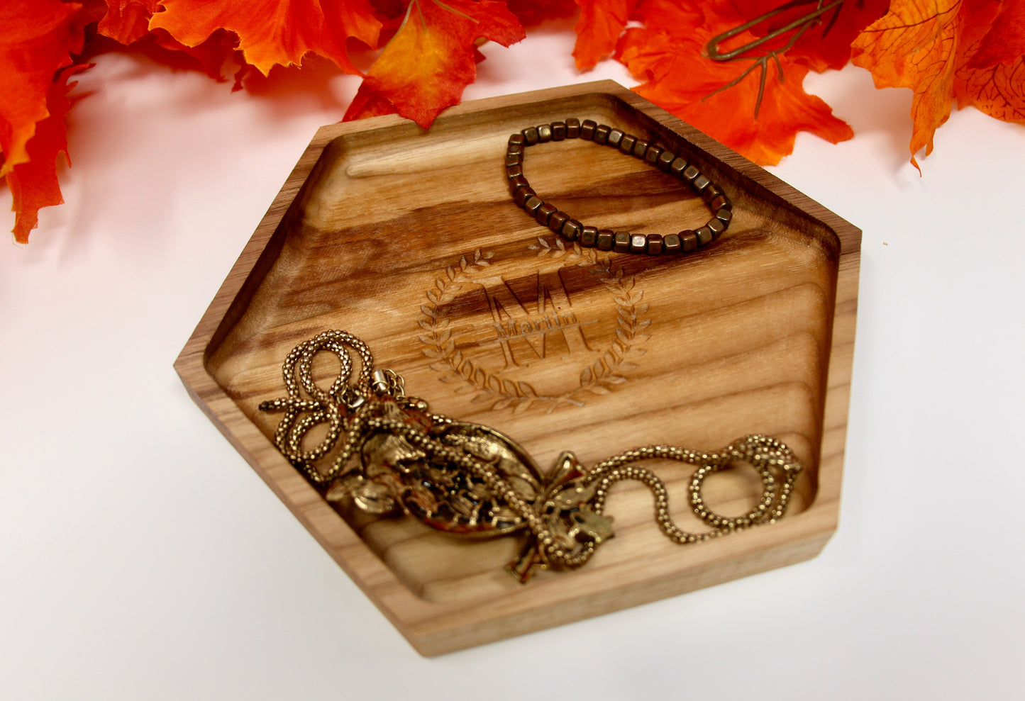 Personalized Monogram Hardwood Catchall Tray | Cherry | Maple | Walnut