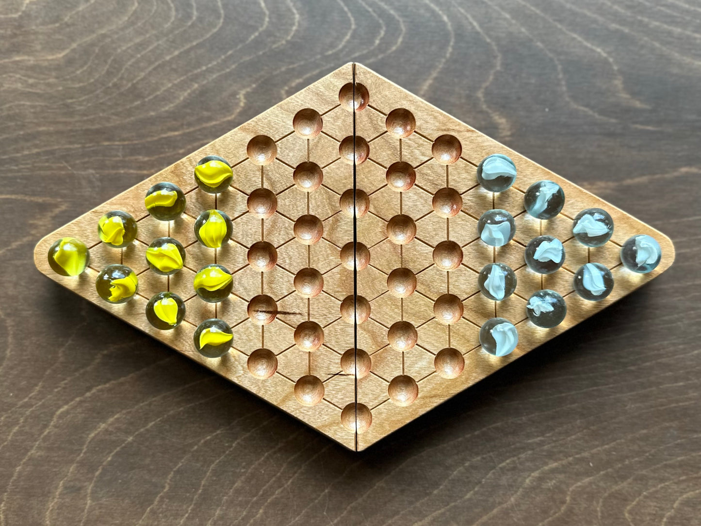 2-Player Chinese Checkers | Folding | Travel Size | Built-in Storage | Board Game | Marbles | Personalized | Premium Hardwood | Sternhalma
