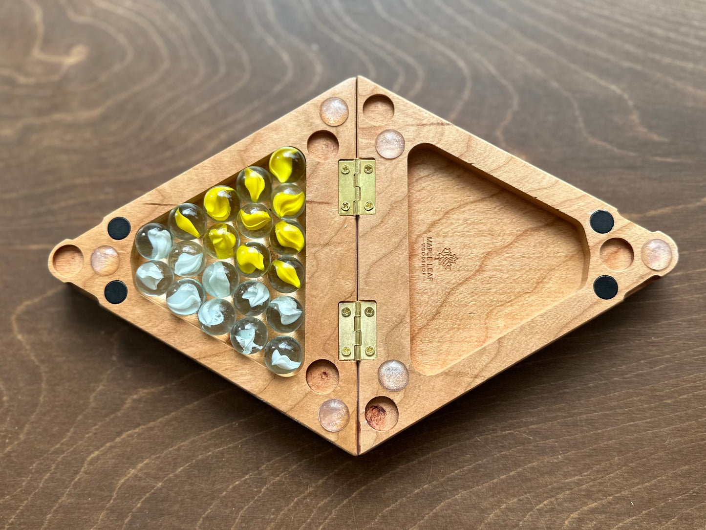 2-Player Chinese Checkers | Folding | Travel Size | Built-in Storage | Board Game | Marbles | Personalized | Premium Hardwood | Sternhalma