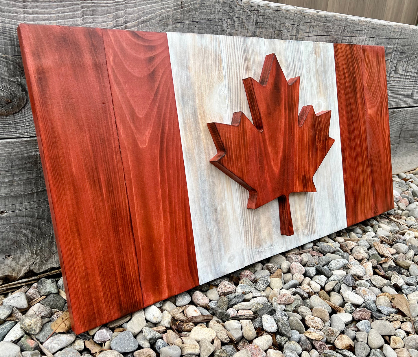 Drapeau du Canada en bois 3D - Rouge et blanc | Ratio officiel