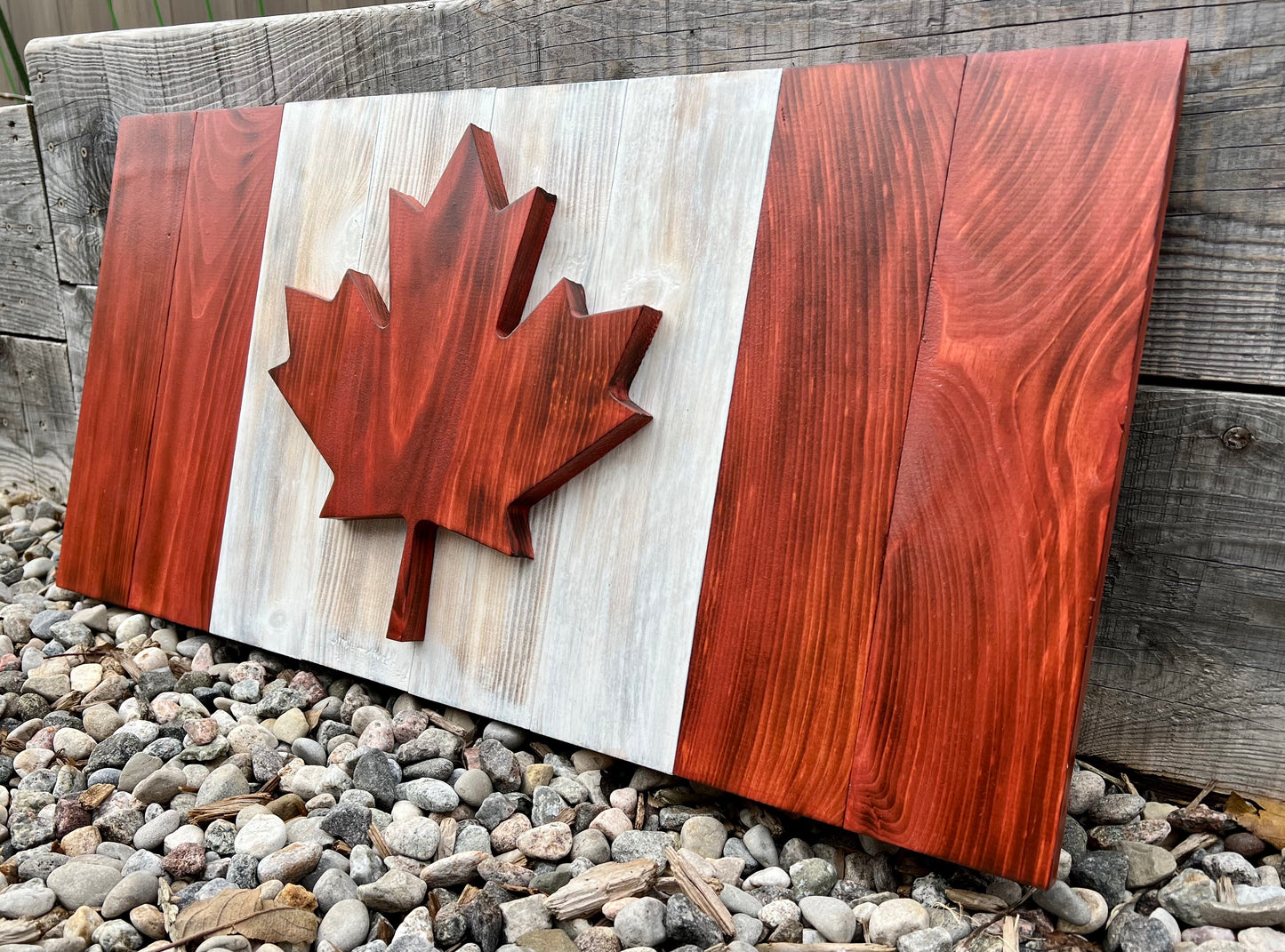 Drapeau du Canada en bois 3D - Rouge et blanc | Ratio officiel